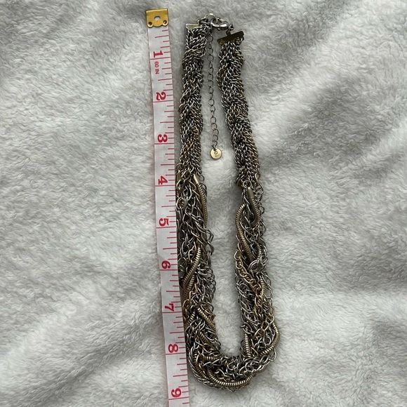 Silver Multi Chain Braided Statement Necklace - Picture 7 of 8